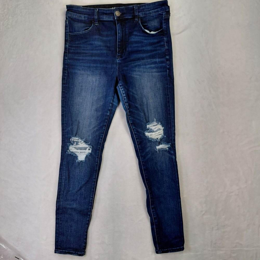 American Eagle Ne(x)t Level Stretch Distressed‎ Skinny Jeans Dark Wash Womens 12